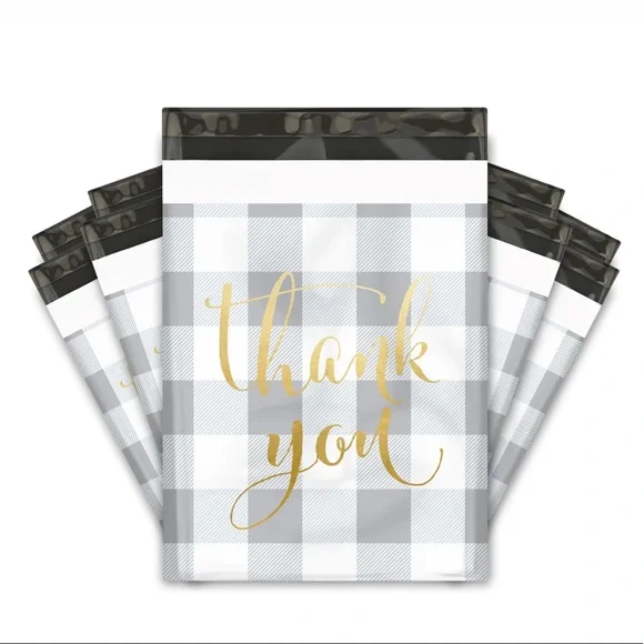 POSHER FAV! 20 Grey & white plaid poly bags - Picture 2 of 3